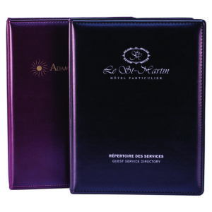 information binder for hotel room 7.5" x 11"