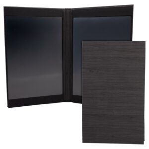 Wood-Grain Menu Cover with Clear Pockets