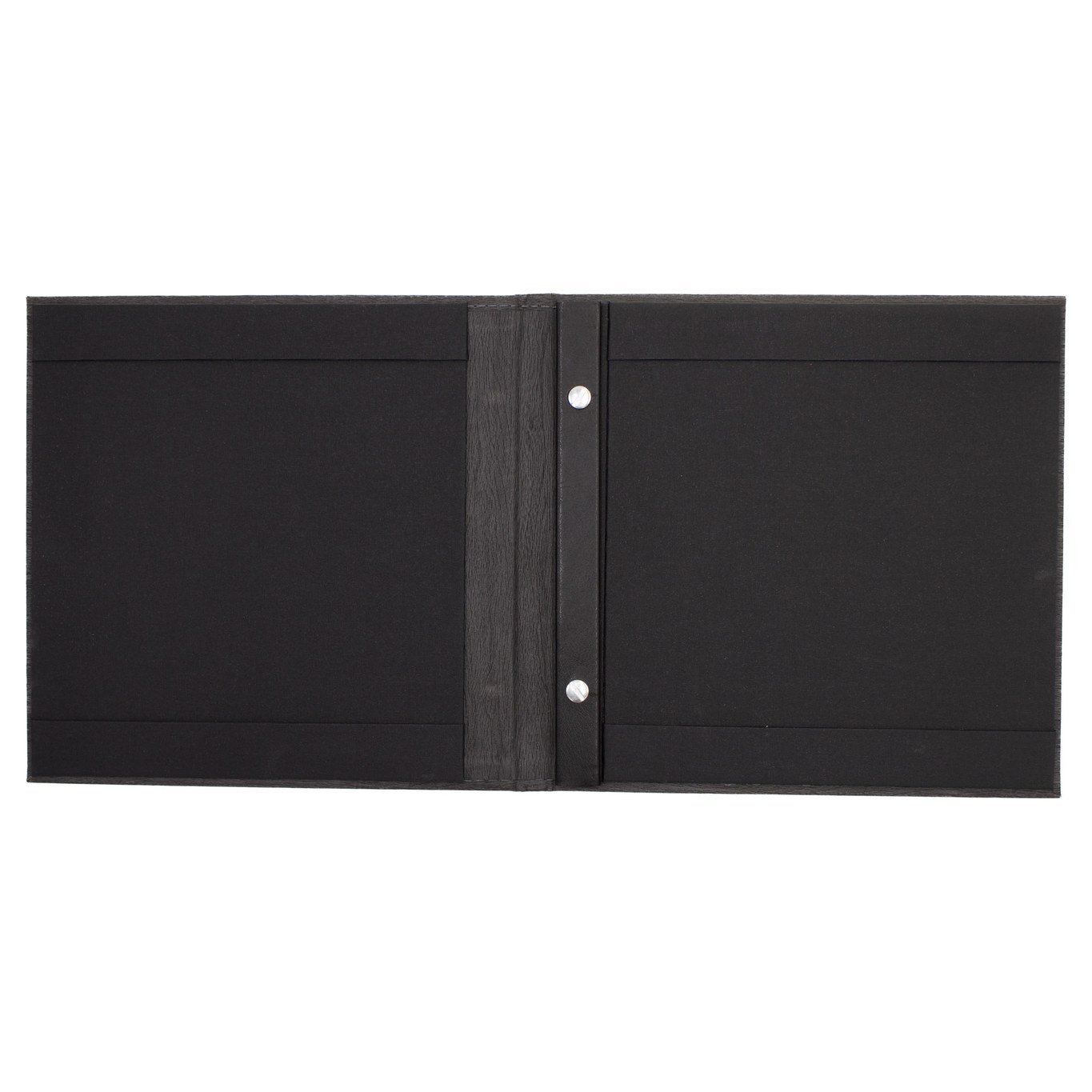 Restaurant menu cover – Landscape Menu Cover with Metal Screw Posts (ML103) – open view | fully customizable, made in Canada