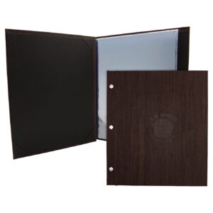 Dark Wood-Grain Menu Cover with Screw Posts