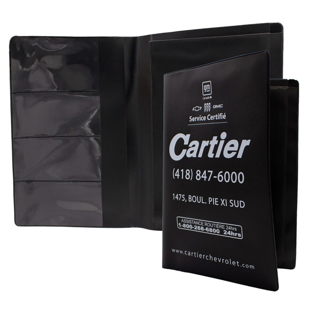 Car warranty holder in PRESENTATION c2 vinyl – customizable, made in Canada