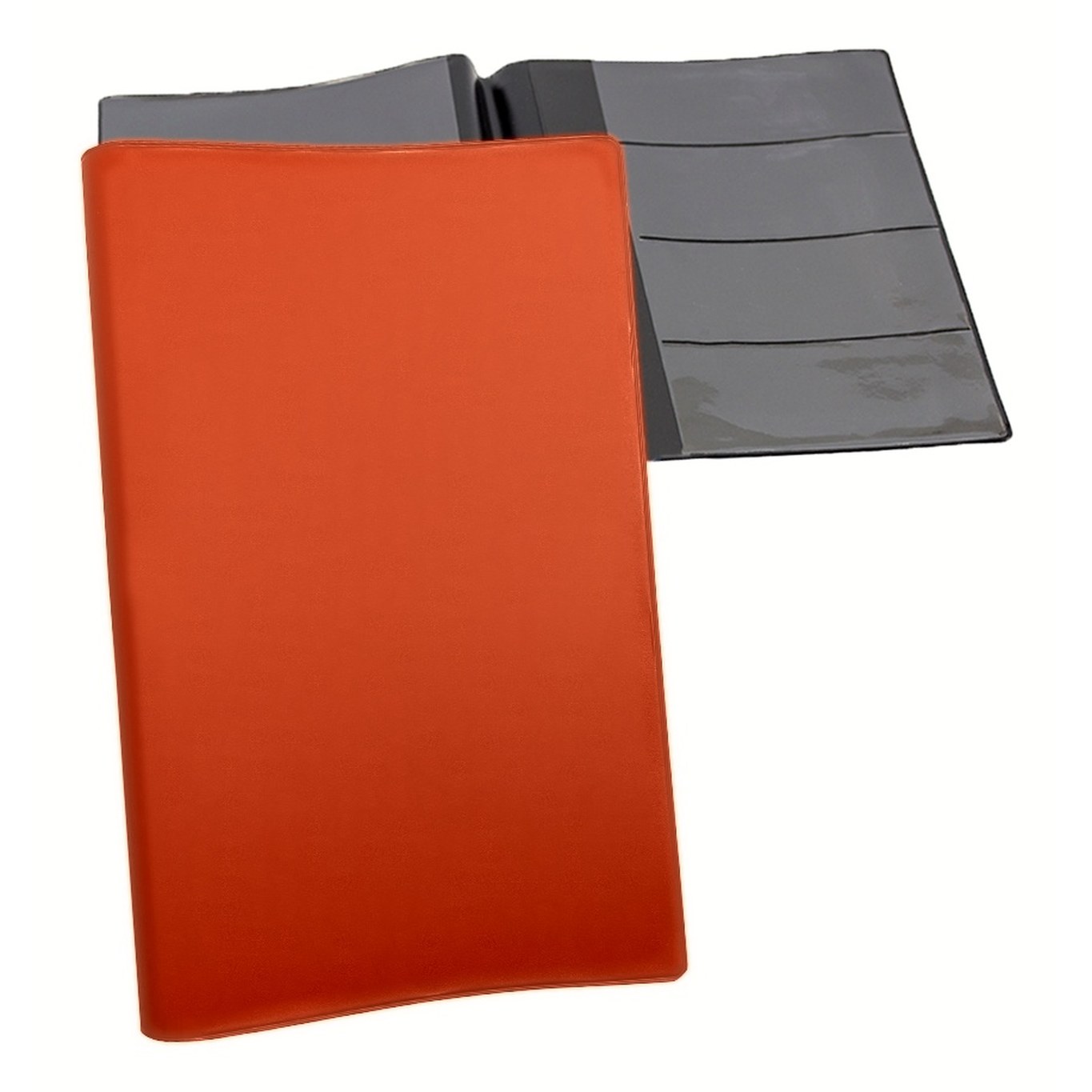 Car warranty holder in Orange vinyl – customizable, made in Canada